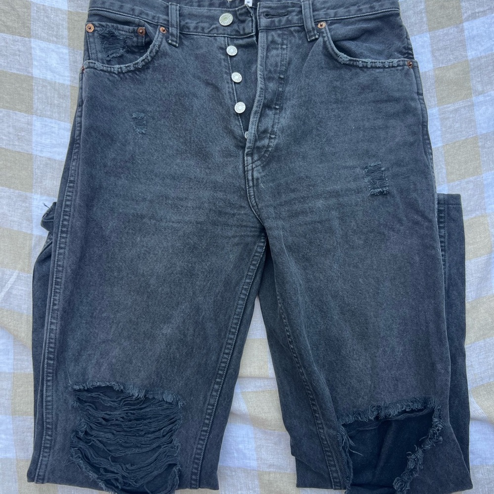 RE/DONE Distressed Gray Denim Jeans